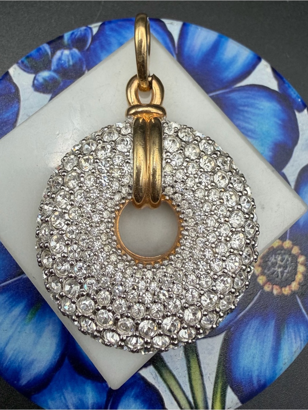 Swarovski crystal "Circle of Love" pavé donut pendant #564 gold tone